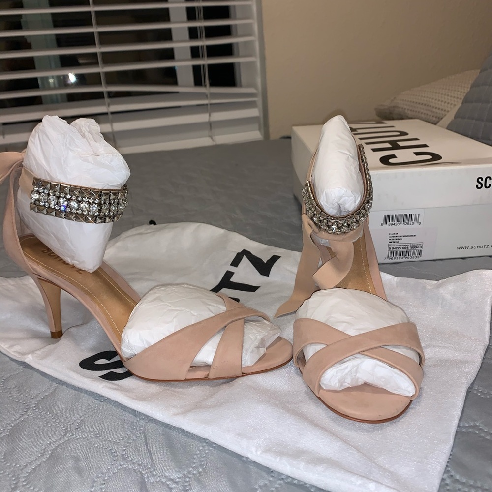 Beautiful heels with diamond ankle strap
